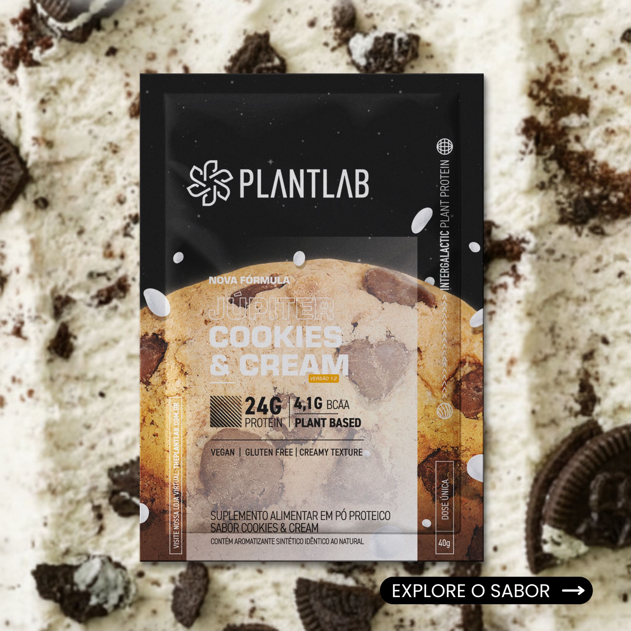 Proteína vegetal cremosa - Cookies and Cream | Sachê 40g – PlantLab