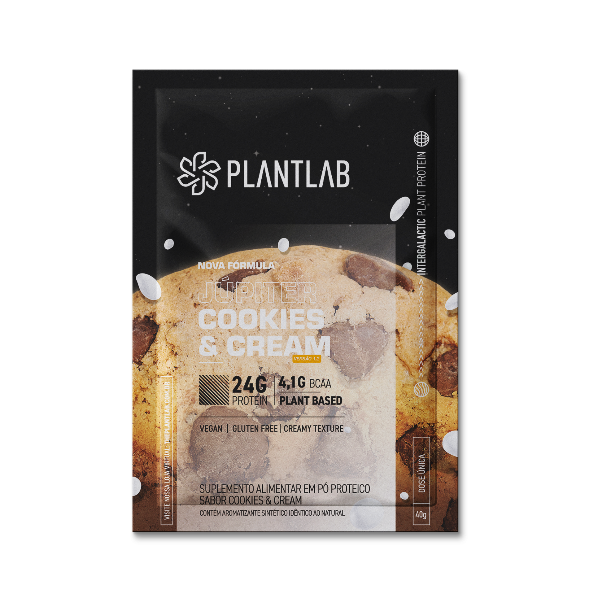 Proteína vegetal cremosa - Cookies and Cream | Sachê 40g