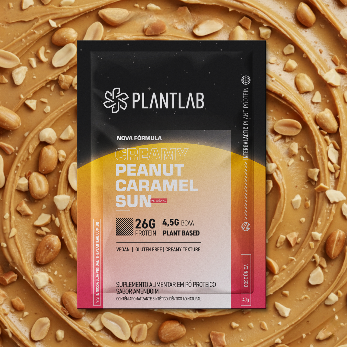 Proteína vegetal cremosa - Peanut Caramel Sun | Sachê 40g