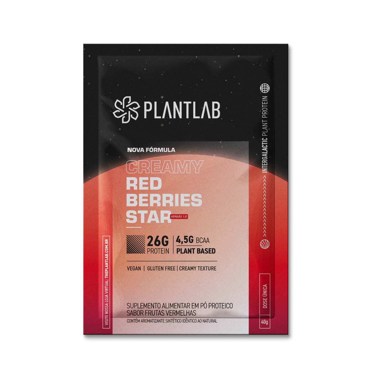 Proteína vegetal cremosa - Red Berries Star | Sachê 40g