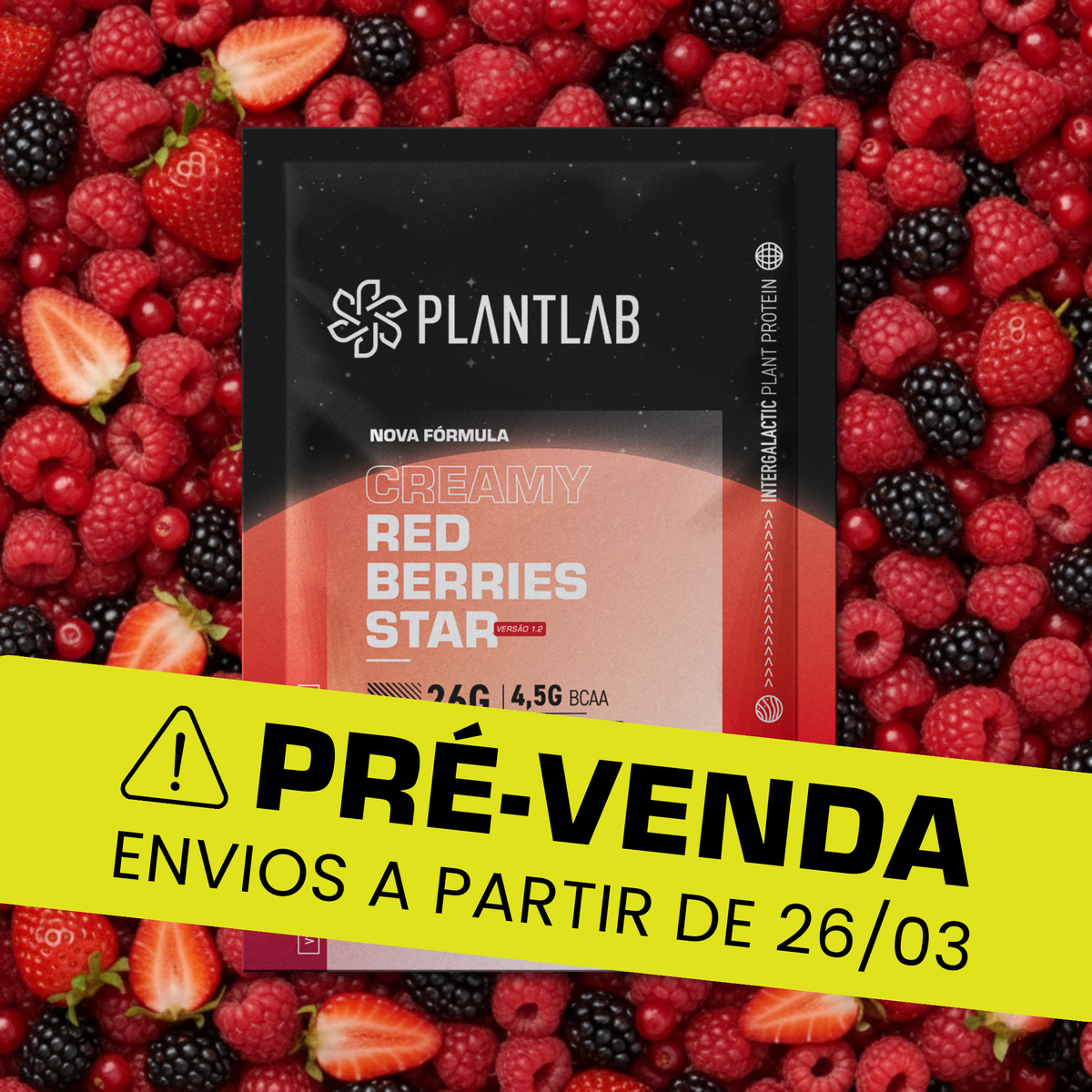 Proteína vegetal cremosa - Red Berries Star | Sachê 40g