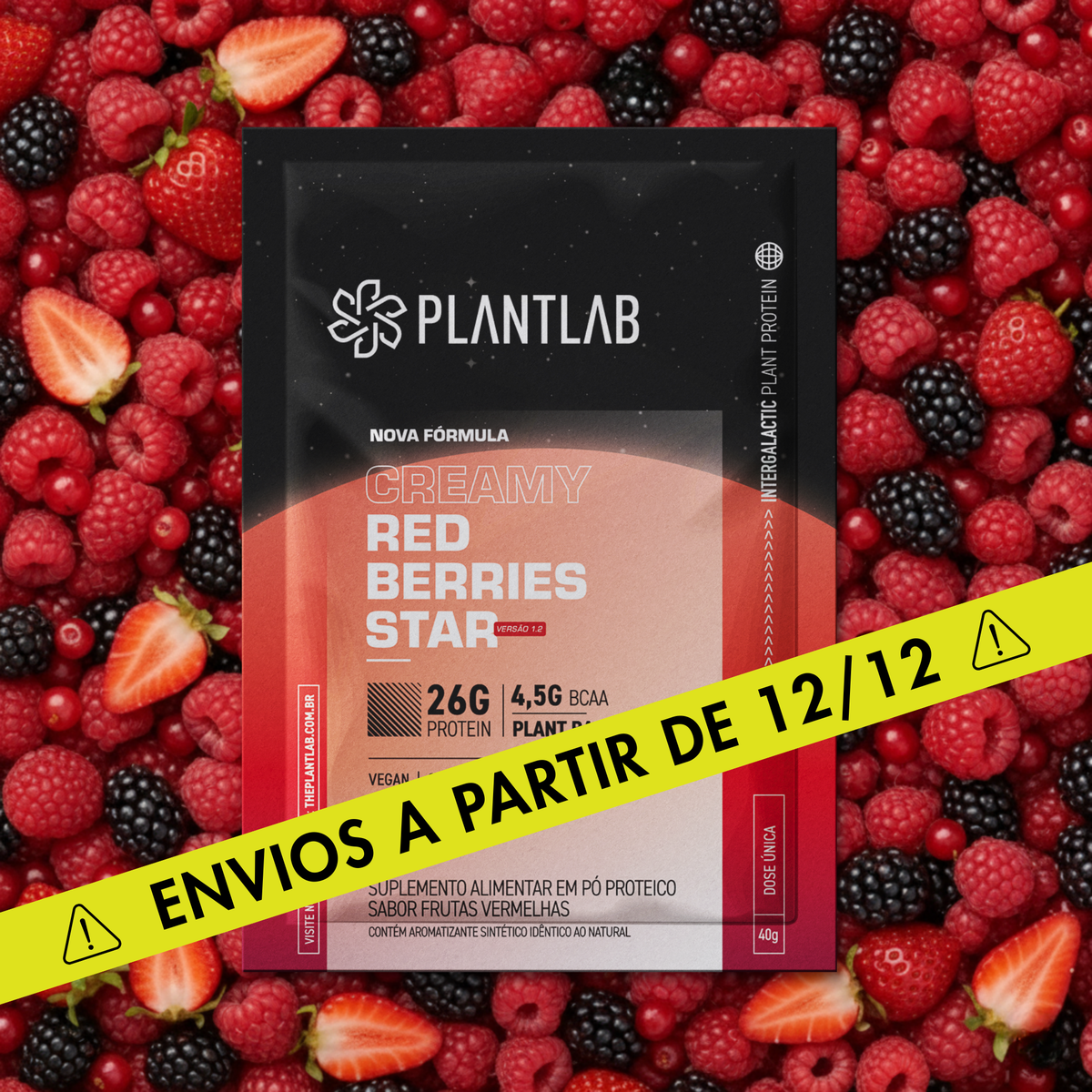 Proteína vegetal cremosa - Red Berries Star | Sachê 40g