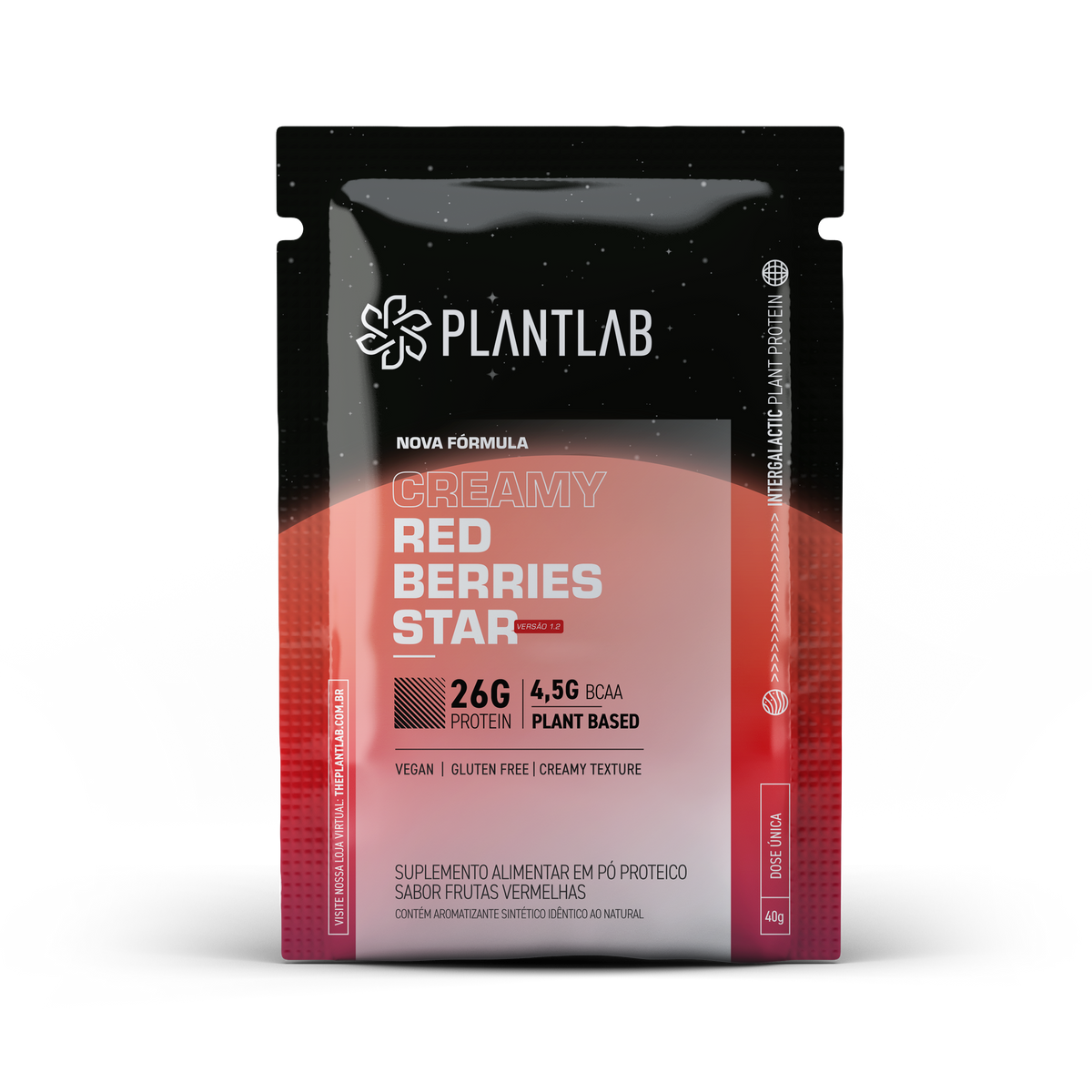 Proteína vegetal cremosa - Red Berries Star | Sachê 40g
