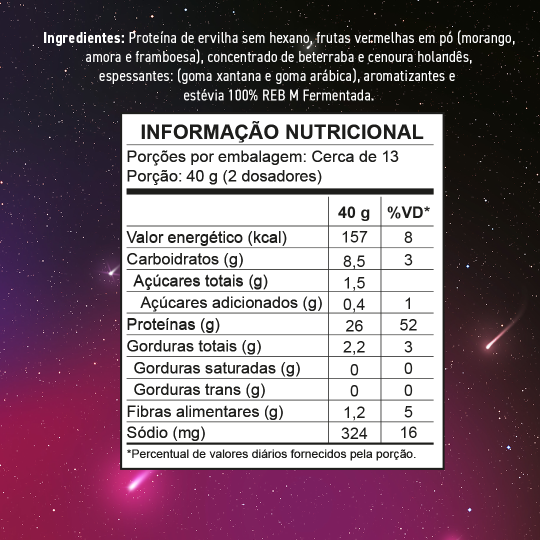 Proteína vegetal cremosa - Red Berries Star | Sachê 40g